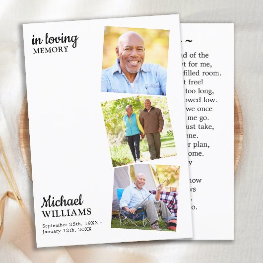 葬儀モダンカスタム3写真記念祈りの言葉カード