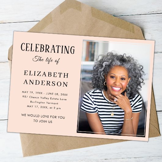 葬儀モダン写真ミニマリストシンプルスクリプト 招待状