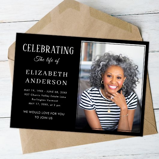 葬儀モダン写真ミニマリストシンプルスクリプト 招待状