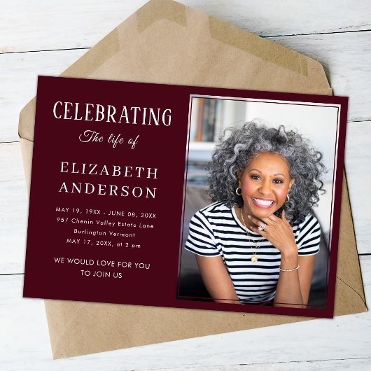 葬儀モダン写真ミニマリストシンプルスクリプト 招待状