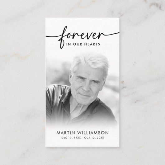 葬儀モダン悔やみや弔慰フォトフォーエバー祈りの言葉カード 名刺 (正面)