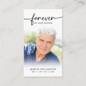葬儀モダン悔やみや弔慰フォトフォーエバー祈りの言葉カード 名刺 (正面)