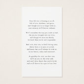 葬儀モダン悔やみや弔慰写真記念祈りの言葉カード (裏面)