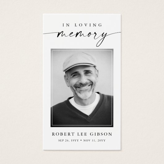 葬儀モダン悔やみや弔慰写真記念祈りの言葉カード (正面)