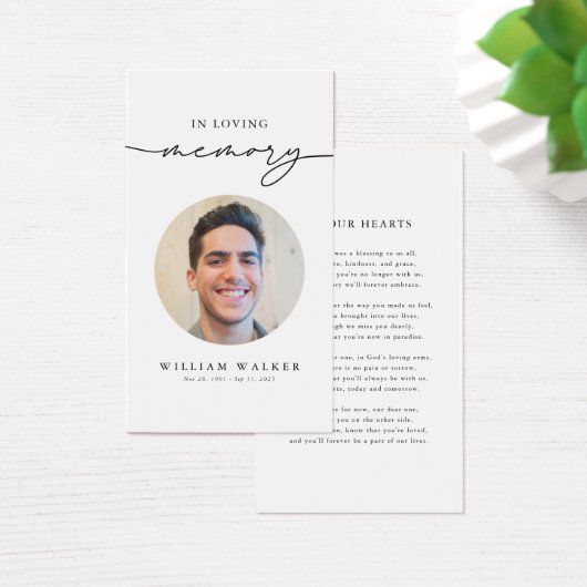 葬儀モダン悔やみや弔慰写真記念祈りの言葉カード (デスク)