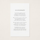 葬儀モダン悔やみや弔慰写真記念祈りの言葉カード (裏面)