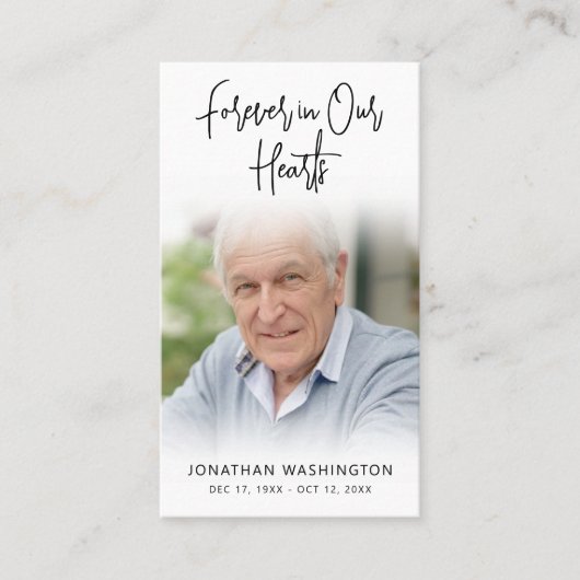 葬儀モダン永久ハートフォト祈りの言葉カード 名刺 (正面)