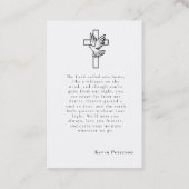 葬儀モダン記念ミニマル祈りの言葉写真カード 名刺 (裏面)