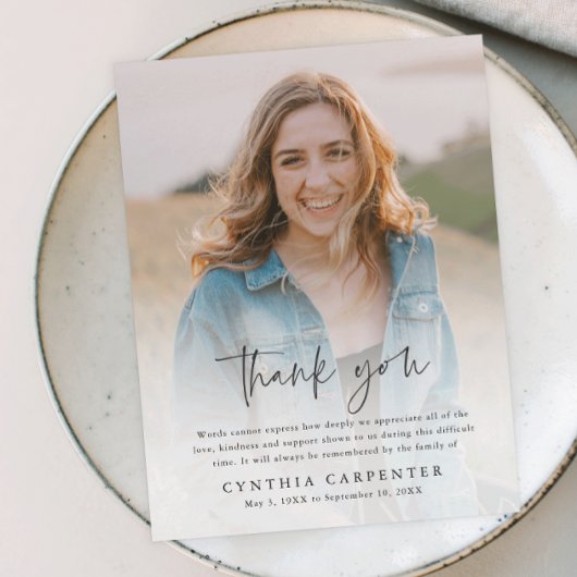 葬儀モダン記念写真ありがとう ポストカード