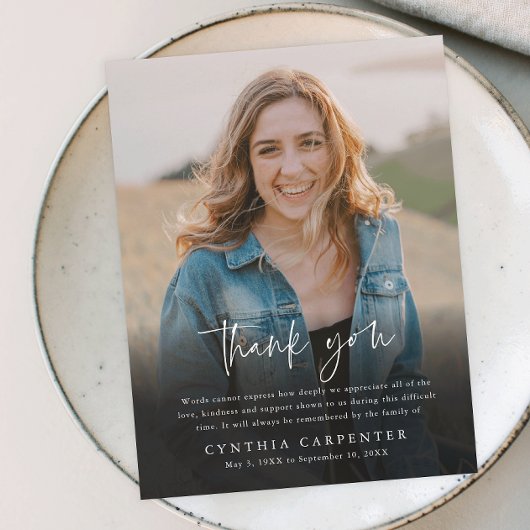 葬儀モダン記念写真ありがとう ポストカード