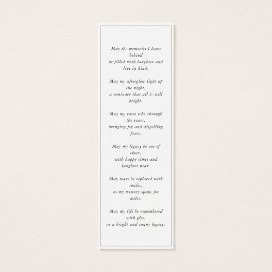 葬儀モダン記念祈りの言葉写真ブックマーク (裏面)