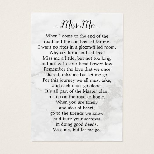 葬儀モダン3写真記念祈りの言葉カード大理石 (裏面)