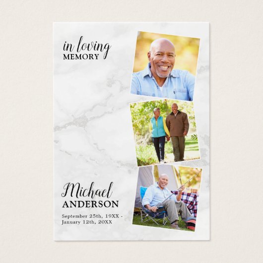 葬儀モダン3写真記念祈りの言葉カード大理石 (正面)