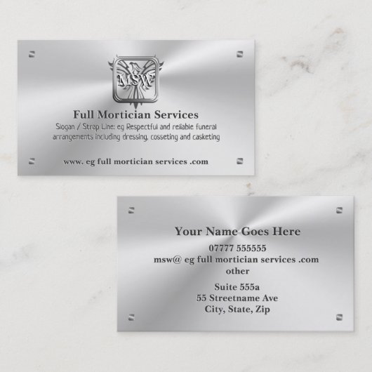 葬儀モルティシャン、シルバースクエア、ライジングフェニックス 名刺 (正面/裏面)