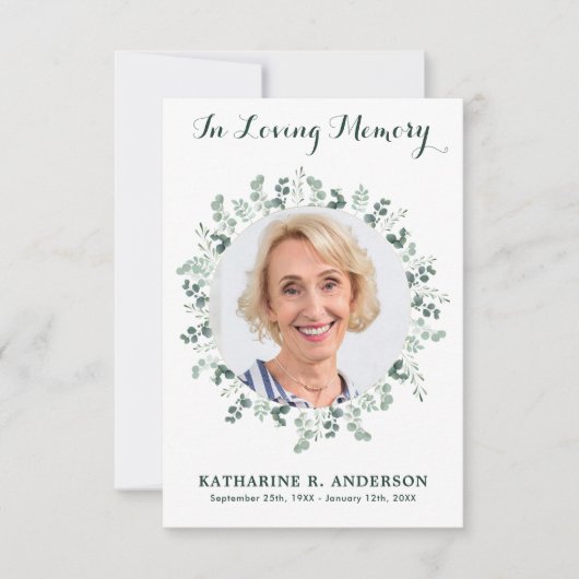 葬儀ユーカリ悔やみや弔慰メモリアル写真 サンキューカード (正面)