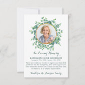 葬儀ユーカリ緑の悔やみや弔慰写真 サンキューカード (正面)