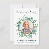 葬儀ユーカリ記念撮影悔やみや弔慰 サンキューカード (正面)