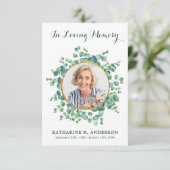 葬儀ユーカリ記念撮影悔やみや弔慰 サンキューカード (スタンド正面)