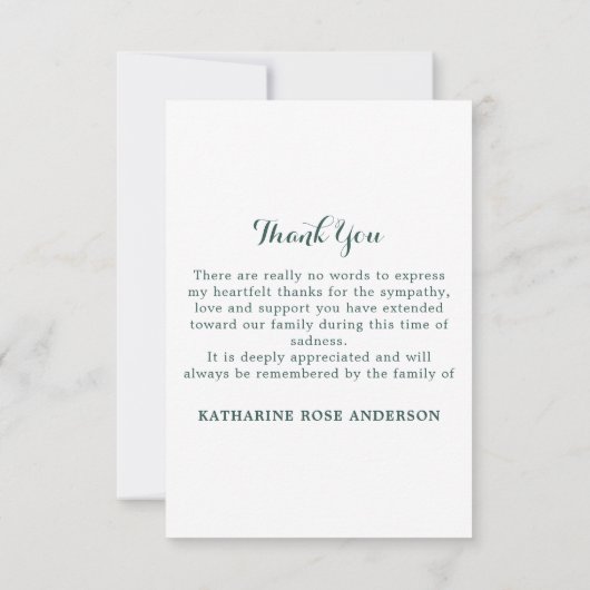 葬儀ユーカリ記念撮影悔やみや弔慰 サンキューカード (裏面)