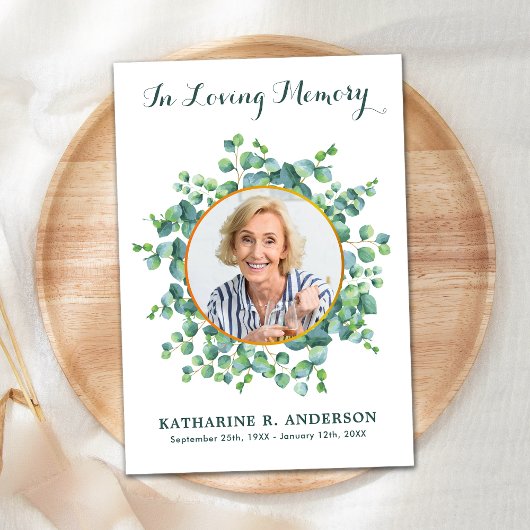 葬儀ユーカリ記念撮影悔やみや弔慰 サンキューカード