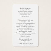 葬儀レッドポピー記念祈りの言葉共感表 (裏面)