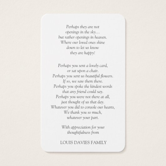 葬儀レッドポピー記念祈りの言葉共感表 (裏面)