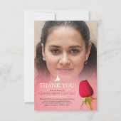 葬儀レッドローズフォトファミリーサンキューカード サンキューカード (正面)