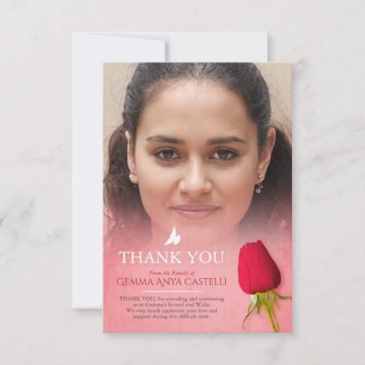 葬儀レッドローズフォトファミリーサンキューカード サンキューカード (正面)