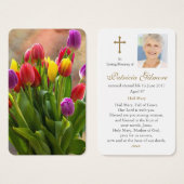 葬儀ロストチューリップブーケ祈りの言葉同情カード (正面&裏面)