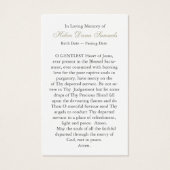 葬儀ロスヴィンテージエンジェル祈りの言葉同情カード (裏面)