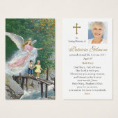 葬儀ロス天使の保護祈りの言葉の同情カード (正面&裏面)