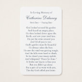 葬儀ロス植物学祈りの言葉同情カード (裏面)