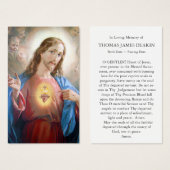 葬儀ロス神聖なハート祈りの言葉同情カード (正面&裏面)