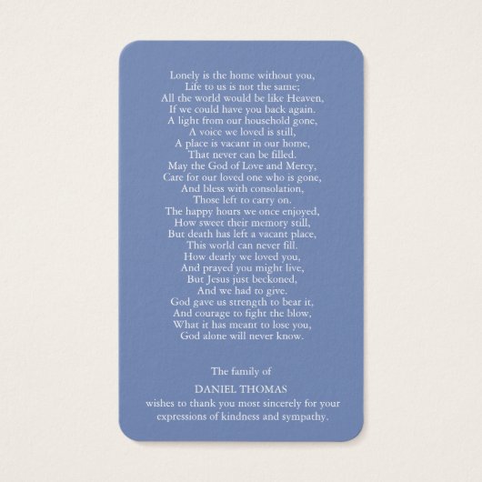 葬儀ロス紫の花模様祈りの言葉同情カード (裏面)