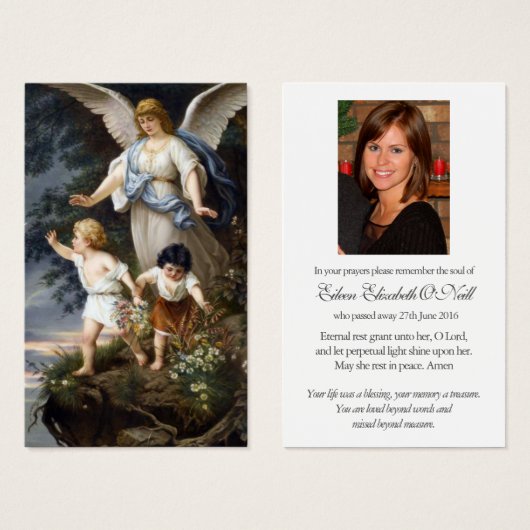 葬儀ロス記念エンジェル祈りの言葉共感表 (正面&裏面)