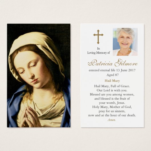 葬儀ロス記念メアリ祈りの言葉共感表 (正面&裏面)