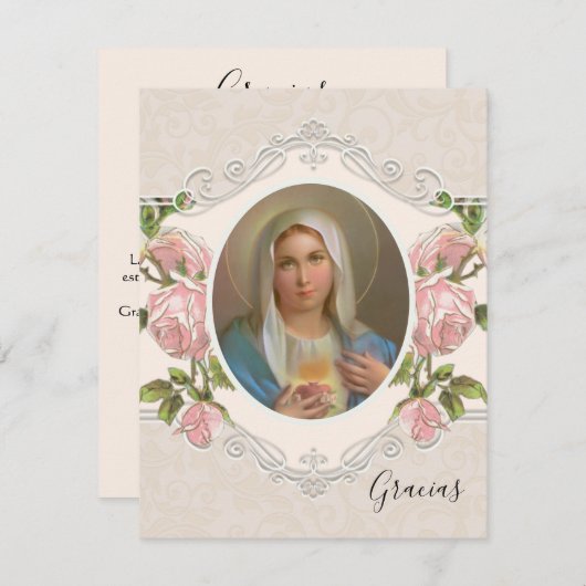 葬儀ヴァージンマスペインのリー·宗教的感謝 サンキューカード (正面/裏面)