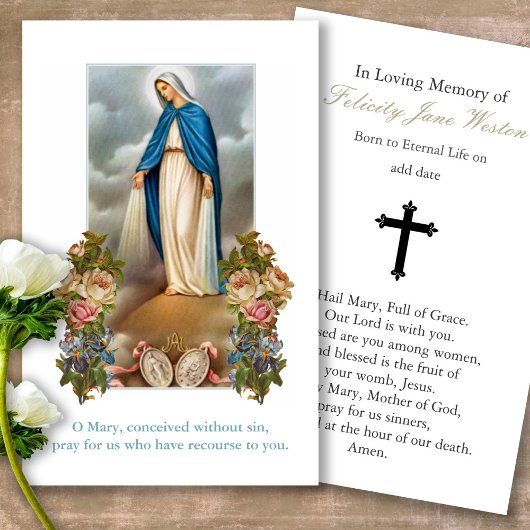 葬儀ヴァージンメアリーメダル祈りの言葉共感表