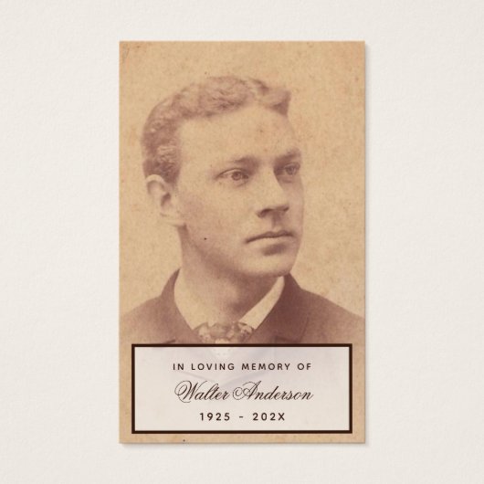 葬儀ヴィンテージフォトスクリプト記念祈りの言葉カード (正面)