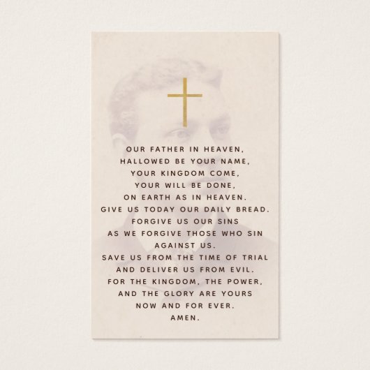 葬儀ヴィンテージフォトスクリプト記念祈りの言葉カード (裏面)