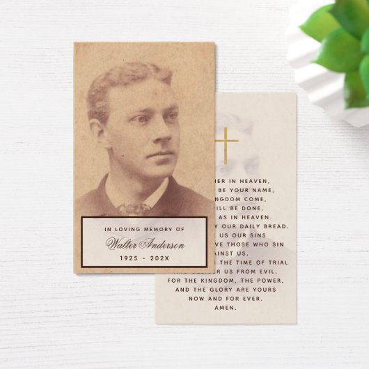 葬儀ヴィンテージフォトスクリプト記念祈りの言葉カード (デスク)