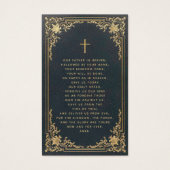 葬儀ヴィンテージブルー金ゴールド記念祈りの言葉カード (裏面)