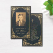 葬儀ヴィンテージブルー金ゴールド記念祈りの言葉カード (デスク)