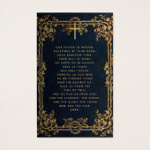 葬儀ヴィンテージ金ゴールドつる植物海軍青記念カード (裏面)