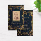 葬儀ヴィンテージ金ゴールドつる植物海軍青記念カード (デスク)