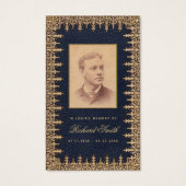 葬儀ヴィンテージ金ゴールドブルーメモリアル祈りの言葉カード (正面)