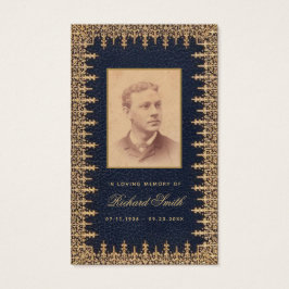 葬儀ヴィンテージ金ゴールドブルーメモリアル祈りの言葉カード