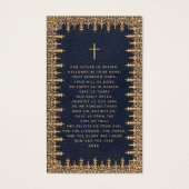 葬儀ヴィンテージ金ゴールドブルーメモリアル祈りの言葉カード (裏面)