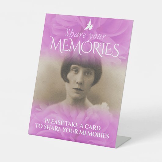 葬儀共有あなたの思い出のサインバラ紫ピンク 台座サイン (正面)