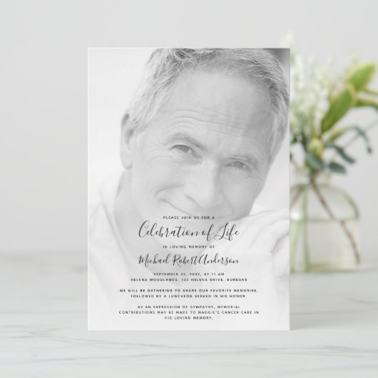 葬儀写真お祝い・オブ・ライフ・メモリアル 招待状 (スタンド正面)